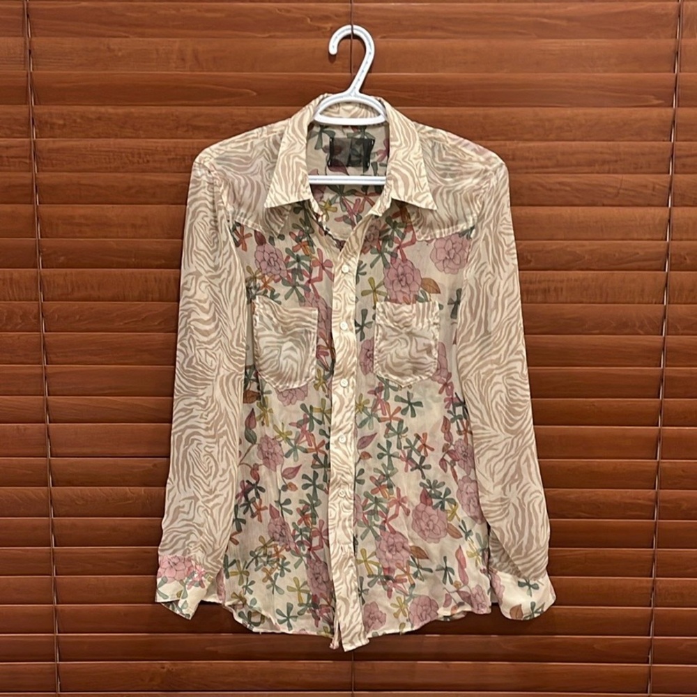 Reformation Floral Patchwork Button Down Shirt - Picture 2 of 12